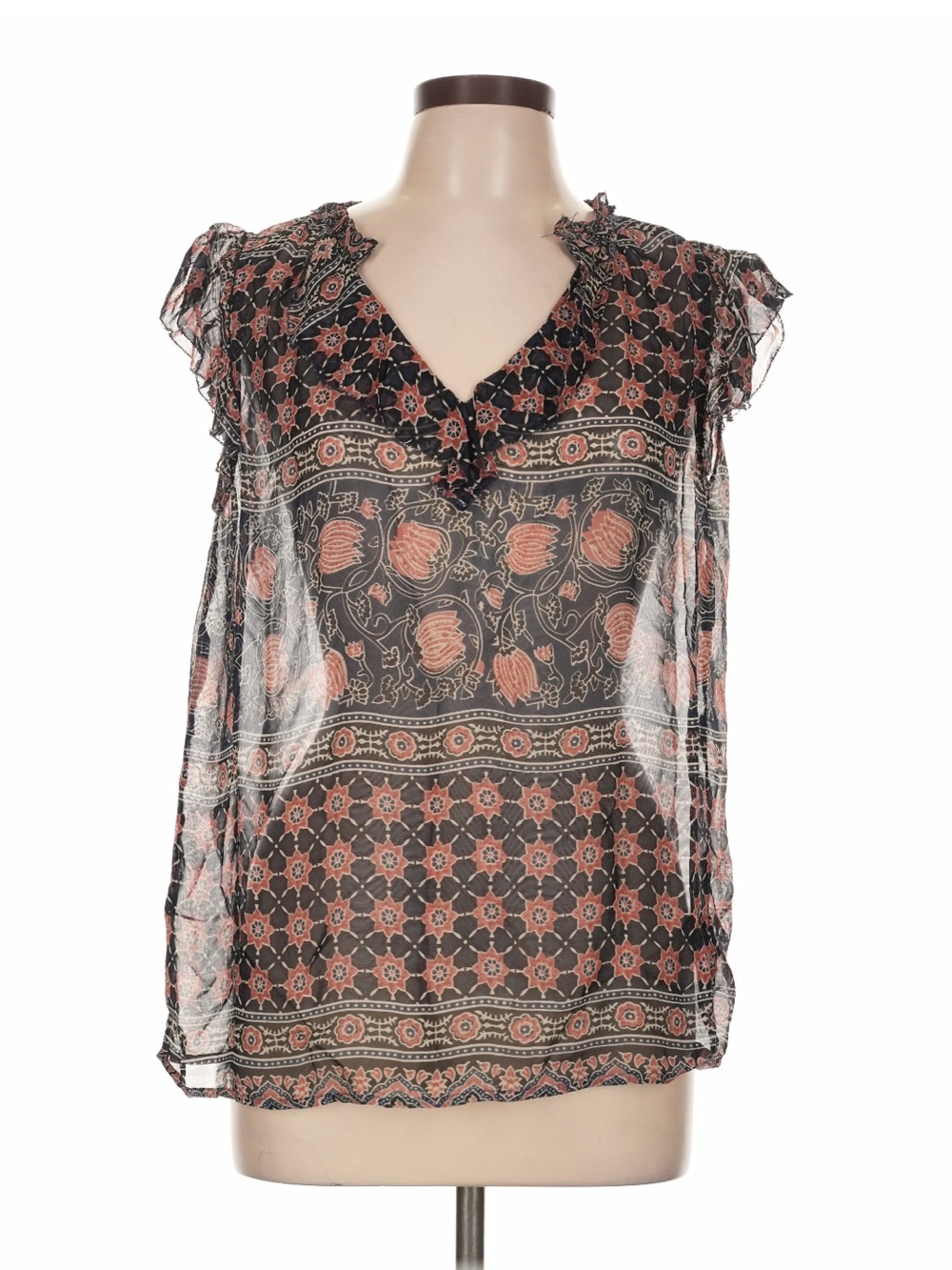 Velvet sleeveless sheer tank top L